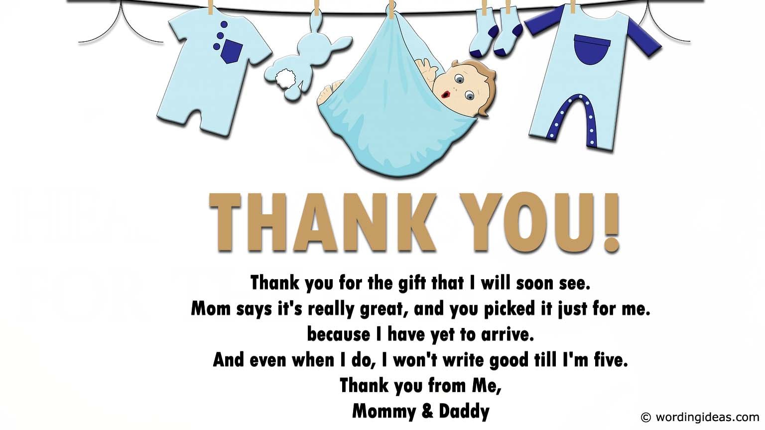 Baby Shower Thank You Cards Examples Baby Shower Thank You Note 