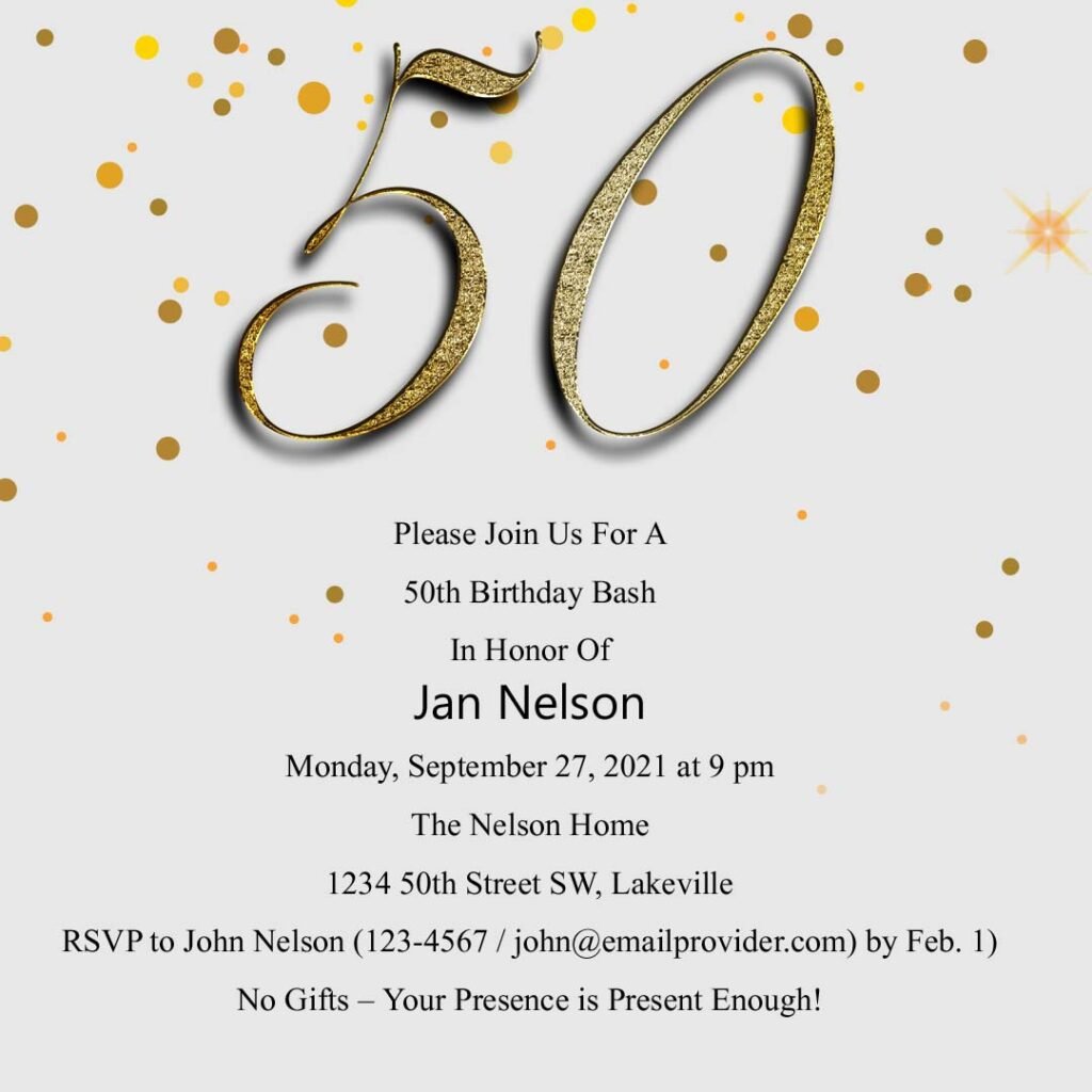 50th Birthday Invitation Layout