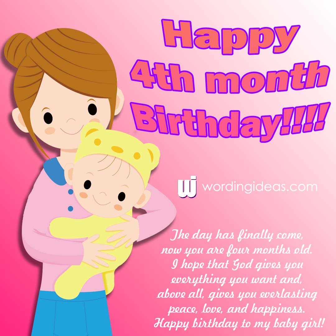 4th Month Birthday Wishes For Baby Girl From Mother 